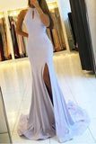 Backless Mermaid Prom Dresses with Split,Simple Teens Party Dresses HZ0509