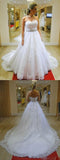 Strapless A-line Beading Belt Lace Wedding Dress Bridal Gown HZ0509