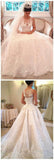 Shinny Lace Button A-Line Wedding Dresses With Trailing HZ0509