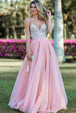A Line Spaghetti Strap Prom Dresses, Backless Beaded Evening Dress HZ0509