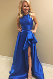 Pieces Royal Blue High Low Simple Prom Dresses HZ0509