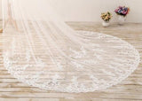Long Embroidered Lace Cathedral Veil for Wedding HZ0509