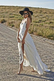 A Line Lace Long Ivory Spaghetti Straps Beach/Coast Wedding Dress HZ0509
