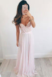 A-Line Long Evening Dress, Lace Top Charming Prom Dresses HZ0509