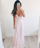 A-Line Long Evening Dress, Lace Top Charming Prom Dresses HZ0509
