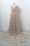 V neck Floor Length Stars Pink Prom Dresses,Long Evening Dress HZ0509