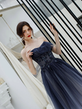 Sweetheart A Line Ombre Color Long Tulle Appliques Prom Dresses HZ0509