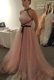 Pink Tulle A Line Cheap Long Prom Dress,Evening Dresses HZ0509