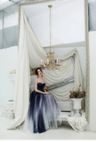Sweetheart A Line Ombre Color Long Tulle Appliques Prom Dresses HZ0509