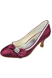 Low Heel Beading Handmade Close Toe Prom Shoes With Bow HZ0509