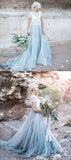 lace Top Short Sleeves Prom Dress, A Line Cheap Wedding Dresses HZ0509