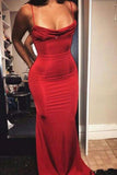 Red Long Prom Dresses, Spaghetti Straps Evening Formal Dress HZ0509