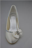 Low Heel Beading Handmade Close Toe Prom Shoes With Bow HZ0509