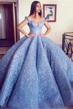 Lace Off The Shoulder Ball Gown Quinceanera Dresses,Princess Prom Dress HZ0509