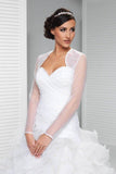Sheer Organza Long Sleeve Weeding Bolero Shrug, Wedding Jacket HZ0509