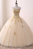 Tulle Long Ball Gown Prom Dresses With Appliques HZ0509