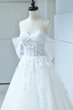 the Shoulder White Lace Wedding Dresses, White Lace Bridal Dresses HZ0509