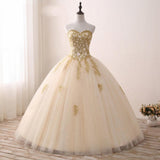 Tulle Long Ball Gown Prom Dresses With Appliques HZ0509