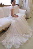 Sleeve Lace A Line Long Affordable Wedding Dresses HZ0509