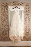 A Line Sweetheart Hi-Low Tiered Chiffon Wedding Dress HZ0509
