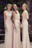 Chiffon A-Line 2025 Cheap Pink Bridesmaid Dresses,Long Prom Dress HZ0509