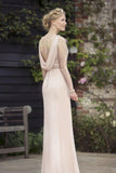Chiffon A-Line 2025 Cheap Pink Bridesmaid Dresses,Long Prom Dress HZ0509