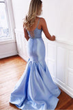 Pieces Mermaid Spaghetti Straps Prom Dress, Lace Up Back Evening Dresses HZ0509