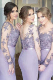 Sleeves Mermaid Lilac Sexy Long Bridesmaid Dress,Pretty Plus Size Bridesmaid Dress HZ0509