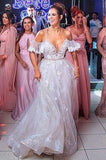 A-Line Sweetheart Floor Length Floral Satin Long Wedding Dress HZ0509