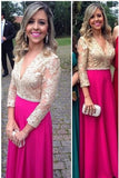 Beautiful A Line Chiffon Lace Long Sleeves Bridesmaid Dresses HZ0509