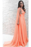 Chiffon Sexy Long Orange Prom Party Dresses,Evening Dresses HZ0509