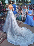 A-Line Sweetheart Floor Length Floral Satin Long Wedding Dress HZ0509