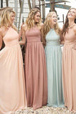 Long Chiffon A Line Cheap Bridesmaid Dresses 2025 for Weddings HZ0509