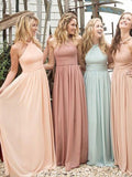 Long Chiffon A Line Cheap Bridesmaid Dresses 2025 for Weddings HZ0509