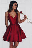 2025 Short Cute Simple Spaghetti Straps Homecoming Dress HZ0509