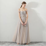 Line Tulle Long Straps Lace Up Back Beaded Prom Dresses,Evening Dress HZ0509