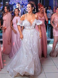 A-Line Sweetheart Floor Length Floral Satin Long Wedding Dress HZ0509