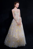 A Line Tulle Long Appliques Prom Dresses, Evening Party Dress HZ0509