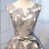 A Line Grey Cheap Short Homecoming Dresses With Bow-not HZ0509
