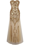 Gold Tulle Sequins Prom Dress,Sweetheart Long Bridesmaid Dresses HZ0509