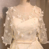 Line Floral Short Round Neck 3/4 Sleeves Homecoming Dresses HZ0509