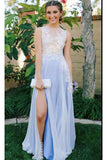 See Through Appliques Slit Prom Dress For Teen,Graduation Party Dresses HZ0509