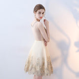 Line Round Neck Short Lace Appliques Homecoming Dresses HZ0509