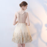 Line Round Neck Short Lace Appliques Homecoming Dresses HZ0509