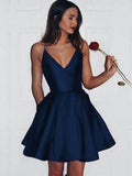 2025 Short Cute Simple Spaghetti Straps Homecoming Dress HZ0509