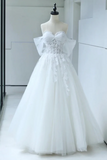 the Shoulder White Lace Wedding Dresses, White Lace Bridal Dresses HZ0509