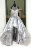 Front Long Back Halter Beading Open Back Prom Dresses HZ0509