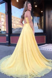 Long Chiffon A Line Prom Dresses 2025 with Lace Up Back HZ0509