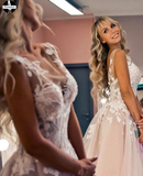 A-Line Floral Applique Beach Wedding Dresses, wedding gown new HZ0509