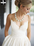 2025 A-Line Sleeveless Spaghetti Strap Lace wedding dress, cheap wedding gown HZ0509